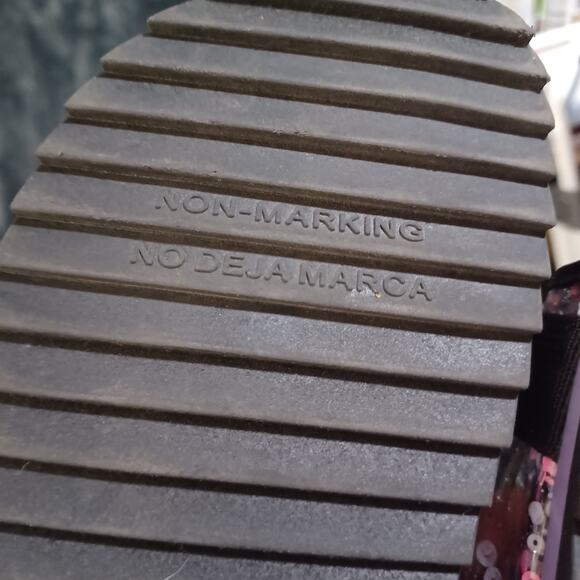 Justice Pool Slides  Sz:4 Black Confetti Adjustable Slides - Picture 7 of 7